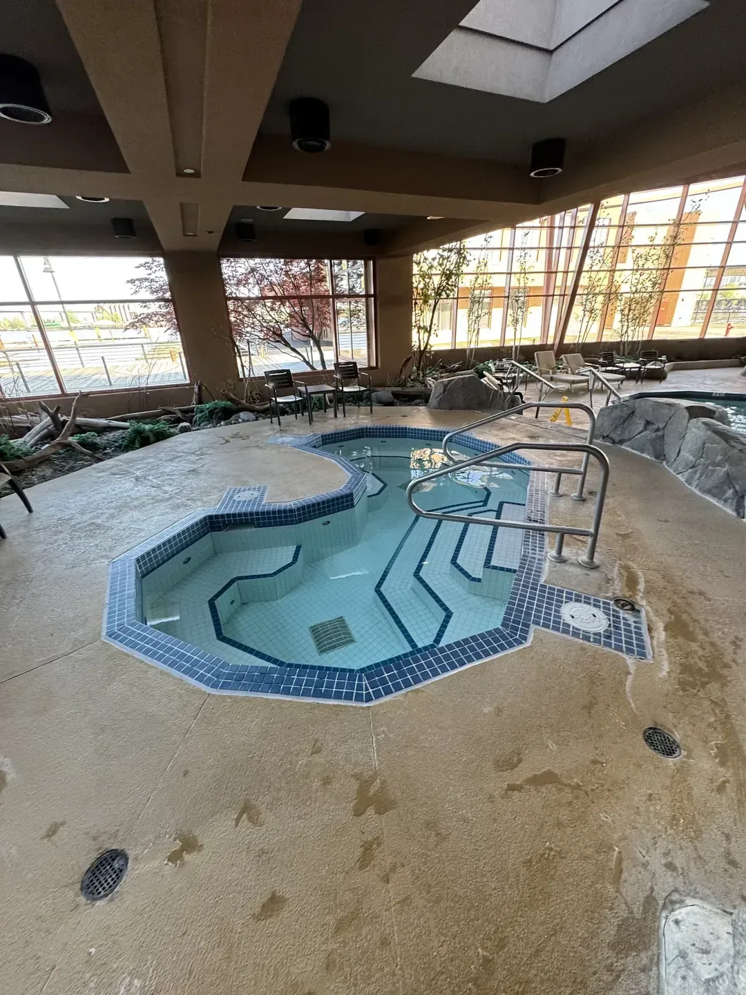 Exterior view of a waterfront resort complex